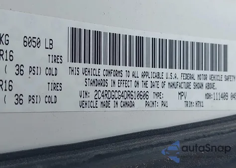 2013 Dodge Grand Caravan Sxt from USA, damaged, VIN 2C4RDGCG4DR610606